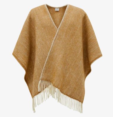 Lanerossi Iseo Spina Poncho in Pure Wool Throw Mostarda