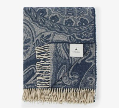 Lanerossi Bohemien Plaid in Pure Cashmere Throw Blu