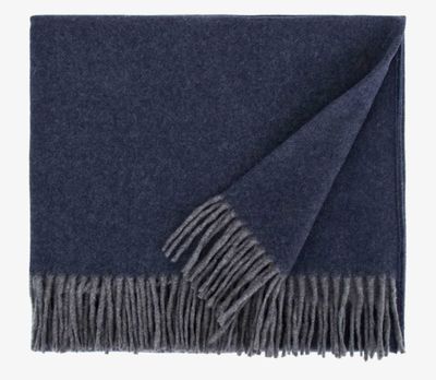 Lanerossi Everest color plaid in puro cashmere Throw Navy