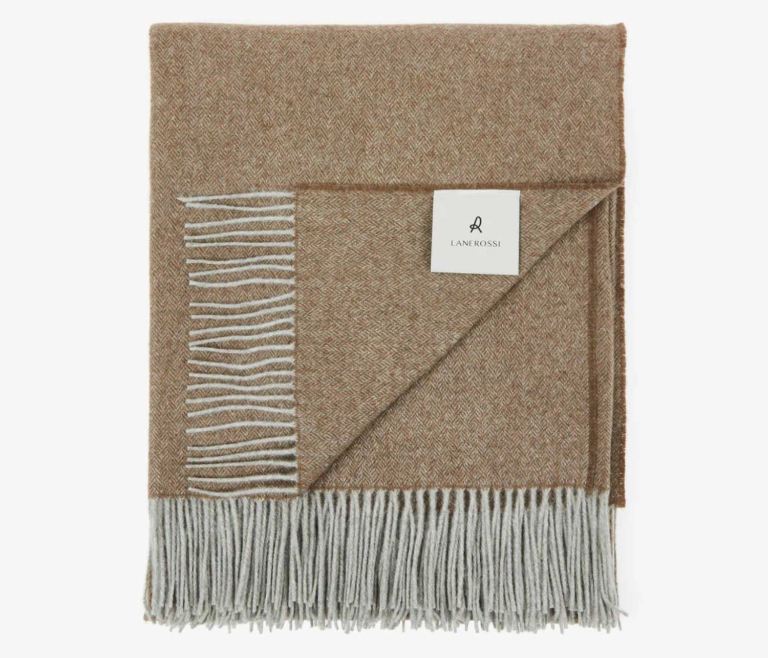 Lanerossi Cassiopea Throw in Extra-fine Merino Wool and Cashmere Throw Brown