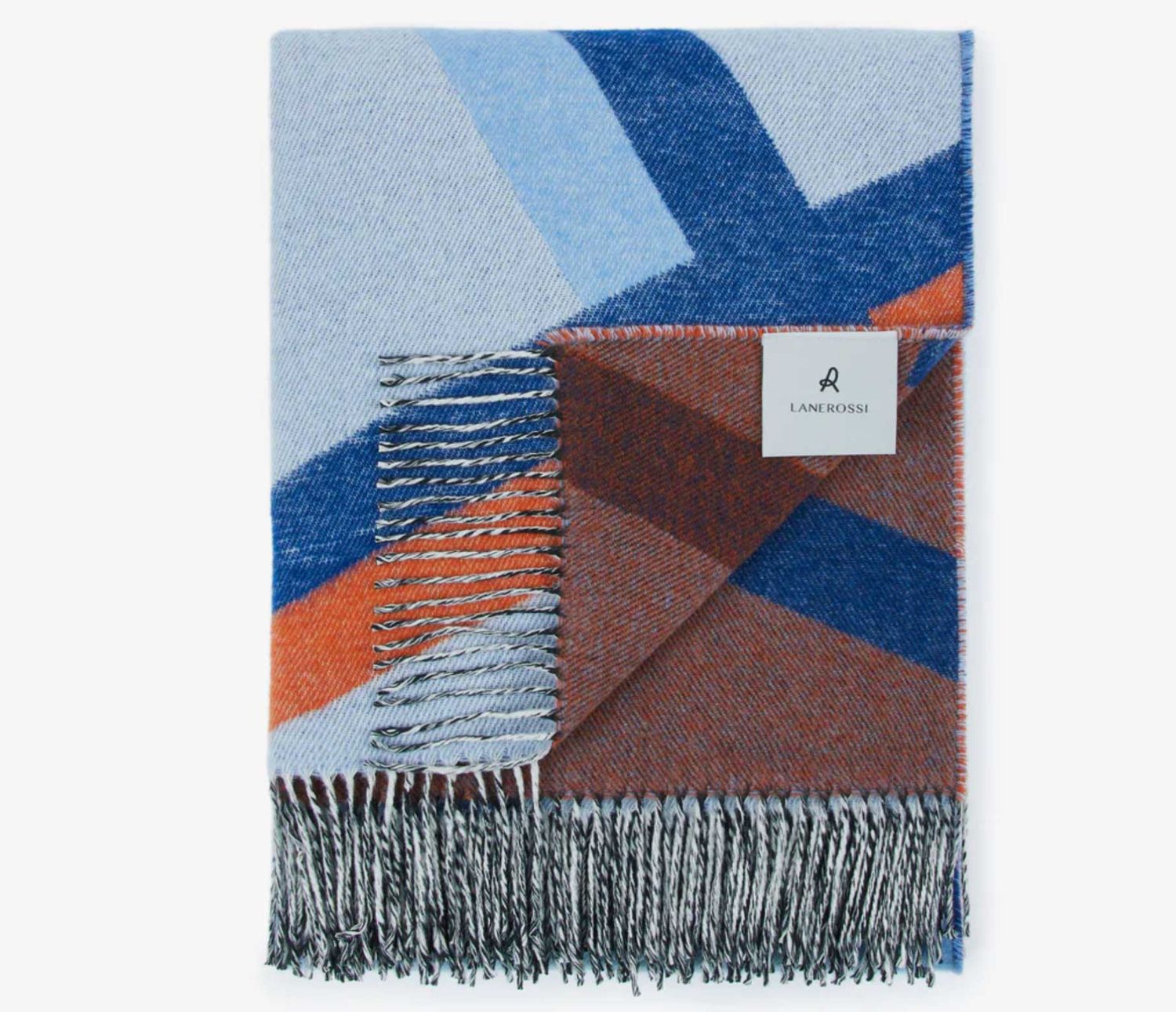 Lanerossi City Plaid in Virgin Wool and Cotton Throw Cielo