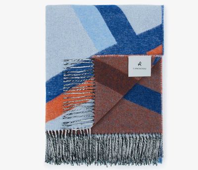 Lanerossi City Plaid in Virgin Wool and Cotton Throw Cielo