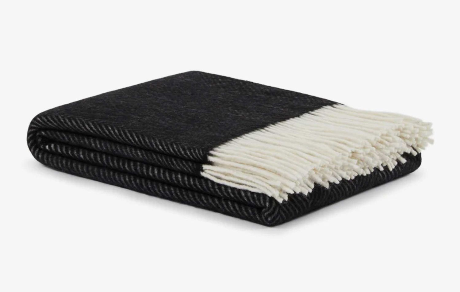 Lanerossi Uruguay Maxi plaid in puro Lambswool Merino GOTS Throw Black