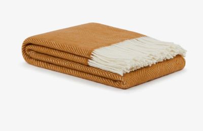 Lanerossi Uruguay Maxi plaid in puro Lambswool Merino GOTS Throw Camel