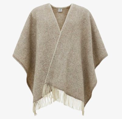 Lanerossi Iseo Spina Poncho in Pure Wool Throw Beige Melange