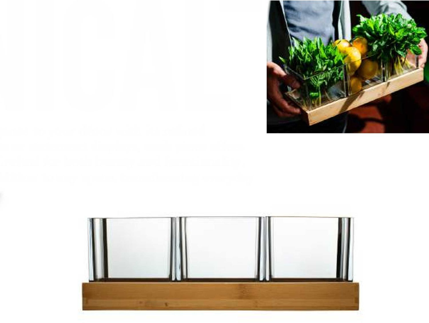 Bold Drinkware Botanical 4.75 Inch Square Jar with Long Bamboo Tray 12.5 Inch Unbreakable Crystal ,…