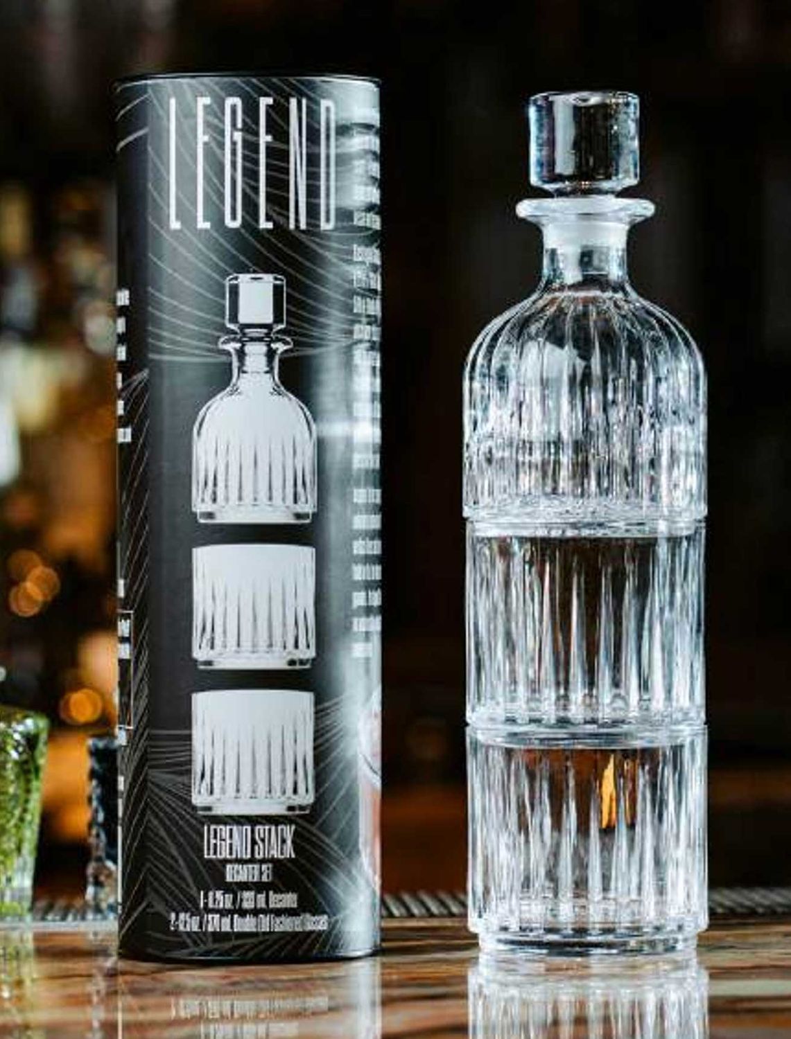 Bold Drinkware Legend Stack 3pc Decanter &amp; Double Old Fashioned Set Unbreakable Crystal , MPN: HGR2…
