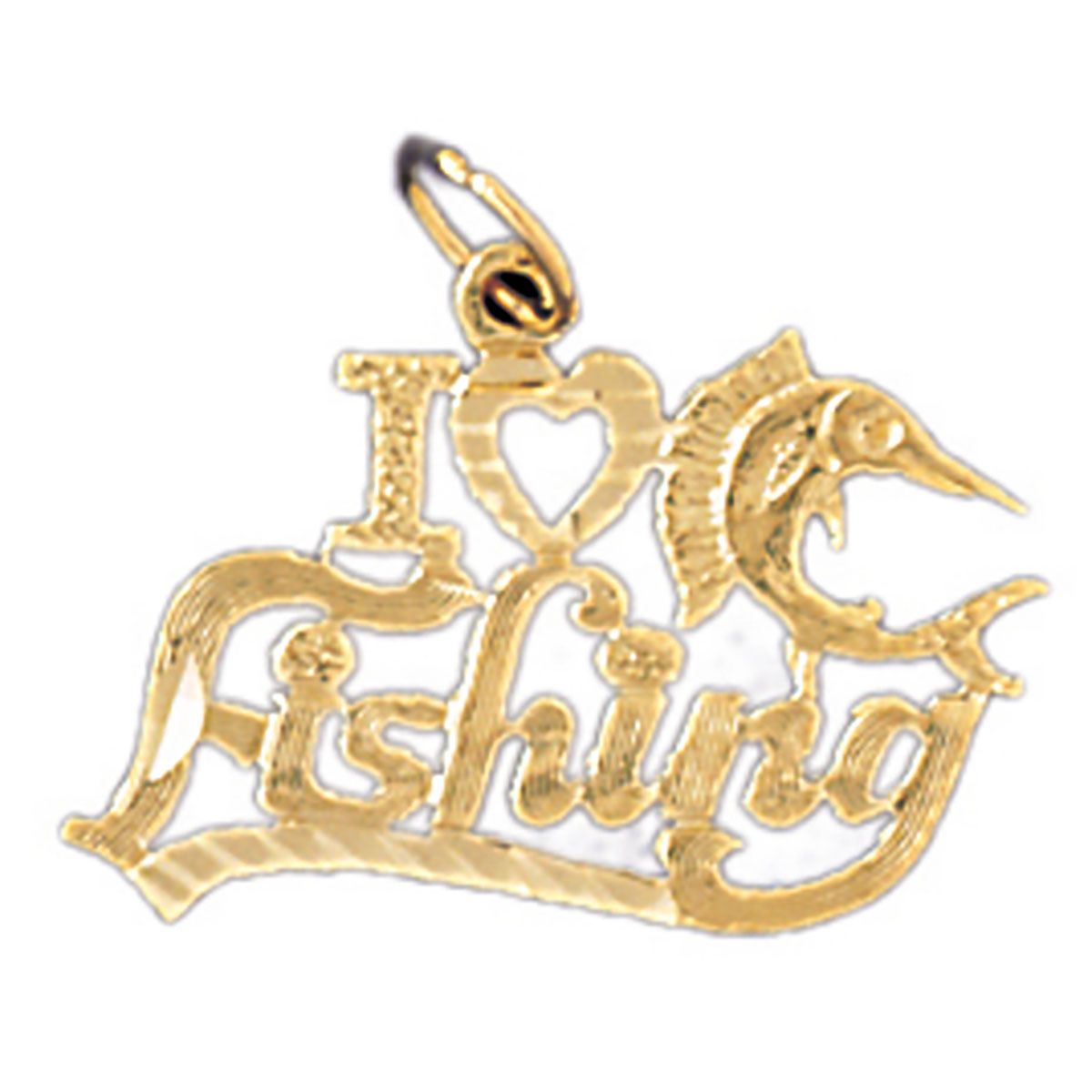 Dazzlers I love fishing Charm Pendant in 14k Gold or Sterling Silver 10876, MPN: 10876