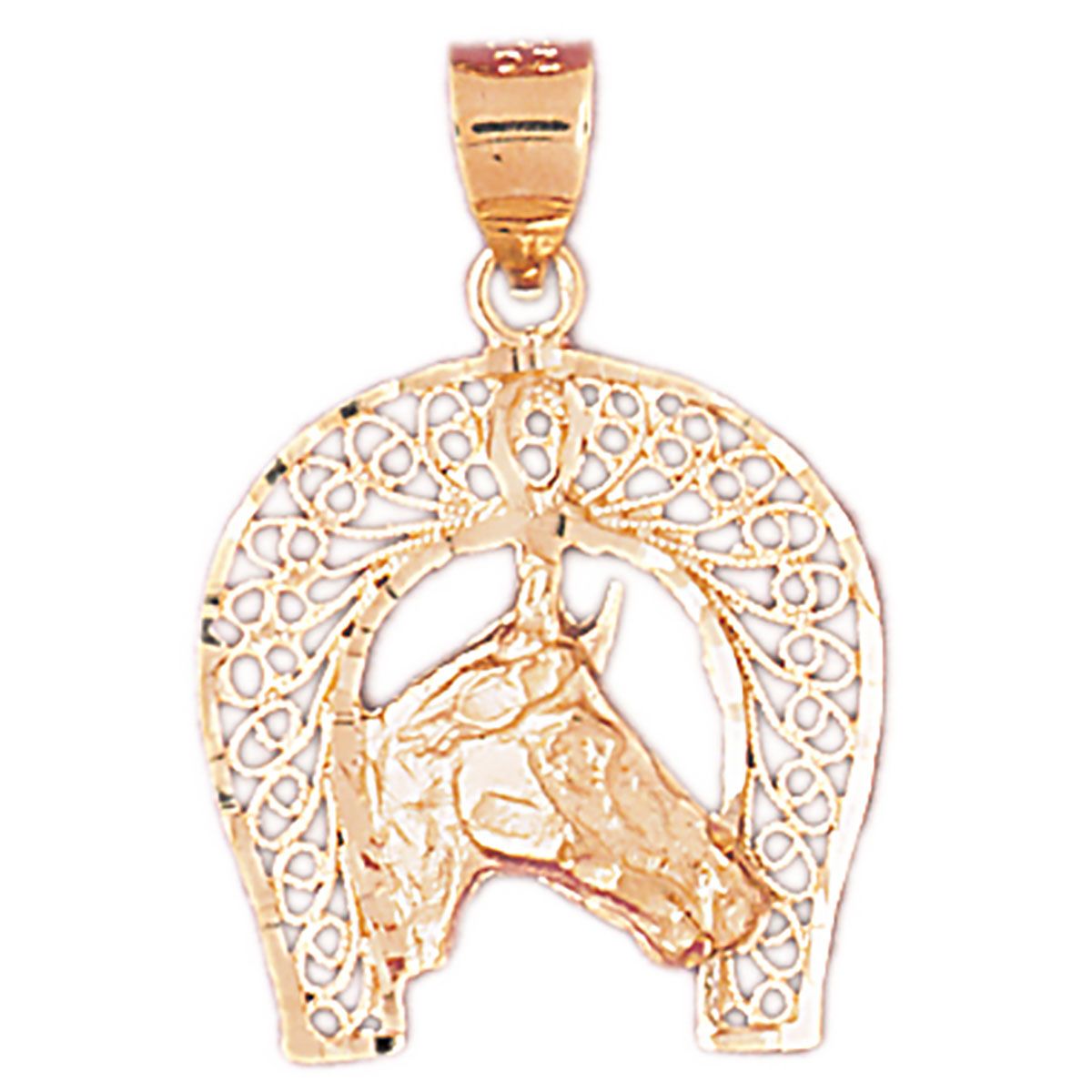 Dazzlers Horseshoe and Horse Charm Pendant in 14k Gold or Sterling Silver 3769, MPN: 3769