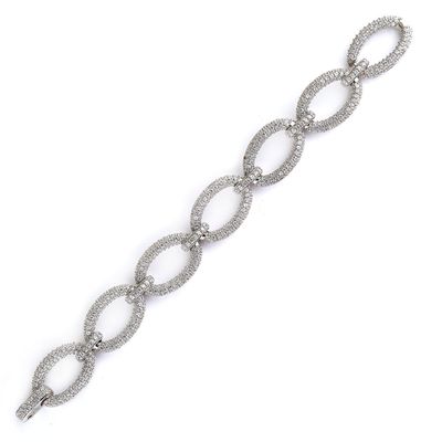 Dazzlers Sterling Silver Rhodium Plated and Micro-Pave CZ Diamond Link Bracelet, MPN: DCB-207