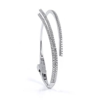 Dazzlers Sterling Silver Rhodium Plated and CZ Diamond Swirl Bangle, MPN: DCB-354