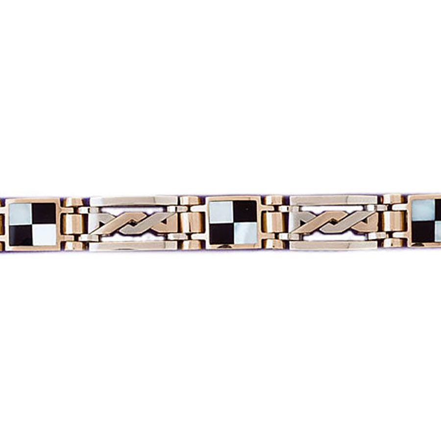 Dazzlers 14k Yellow Gold Black Onyx Bracelet with A Safety Clasp, MPN: DZ-12709