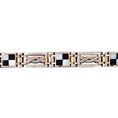Dazzlers 14k Yellow Gold Black Onyx Bracelet with A Safety Clasp, MPN: DZ-12709