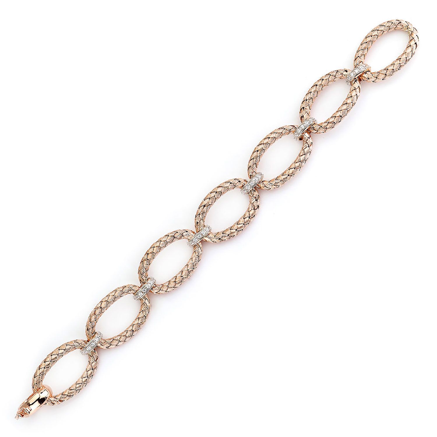 Dazzlers Sterling Silver Rose Gold Plated Link Bracelet with Safety Clasp, MPN: DCB-200P