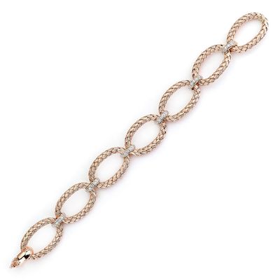 Dazzlers Sterling Silver Rose Gold Plated Link Bracelet with Safety Clasp, MPN: DCB-200P