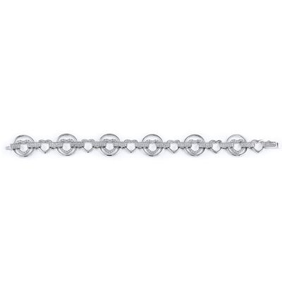 Dazzlers Sterling Silver Rhodium Plated and CZ Diamond Heart Link Bracelet, MPN: DCB-405