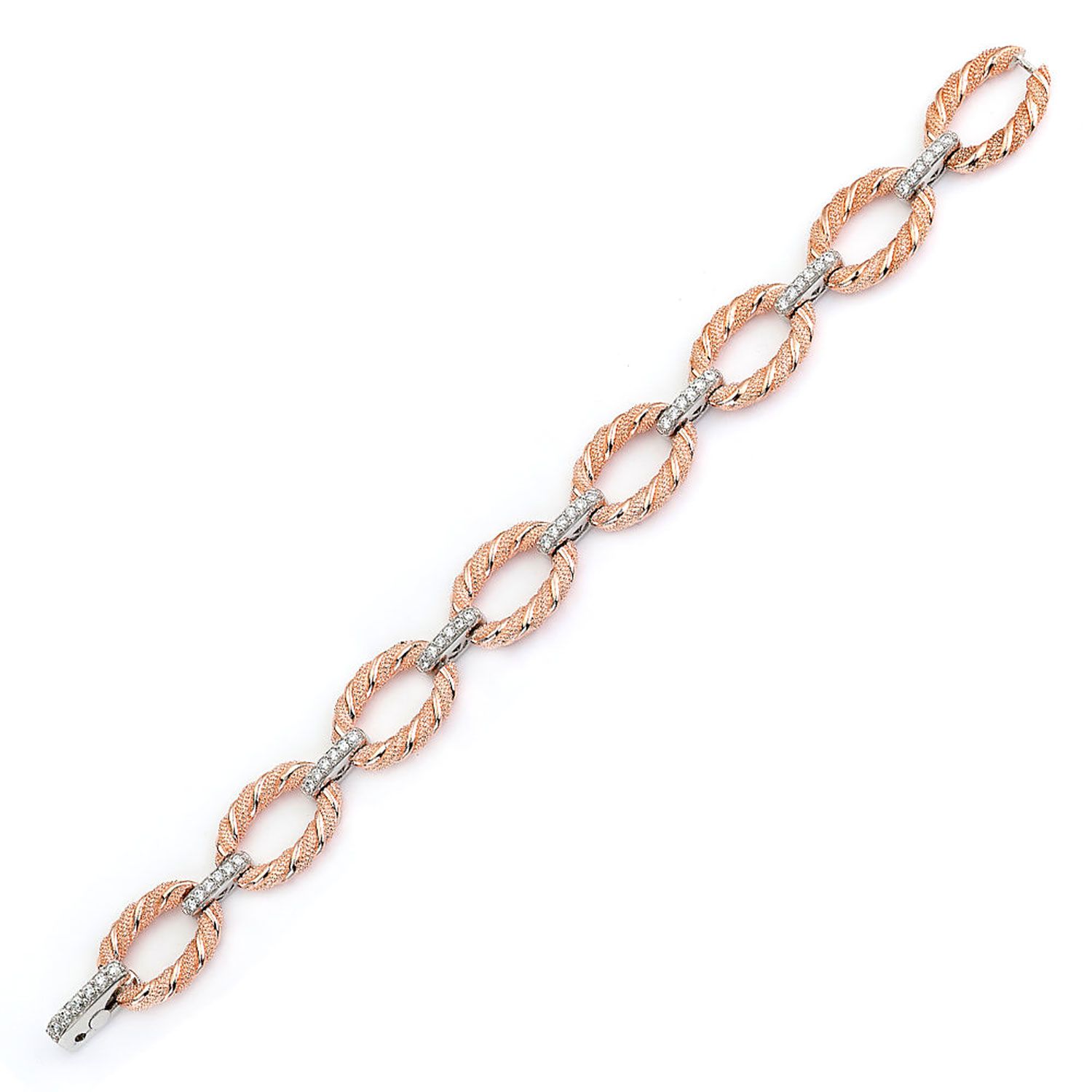Dazzlers Sterling Silver Rose Gold Plated and CZ Diamond Link Bracelet, MPN: DCB-110P