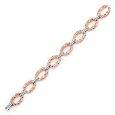 Dazzlers Sterling Silver Rose Gold Plated and CZ Diamond Link Bracelet, MPN: DCB-110P