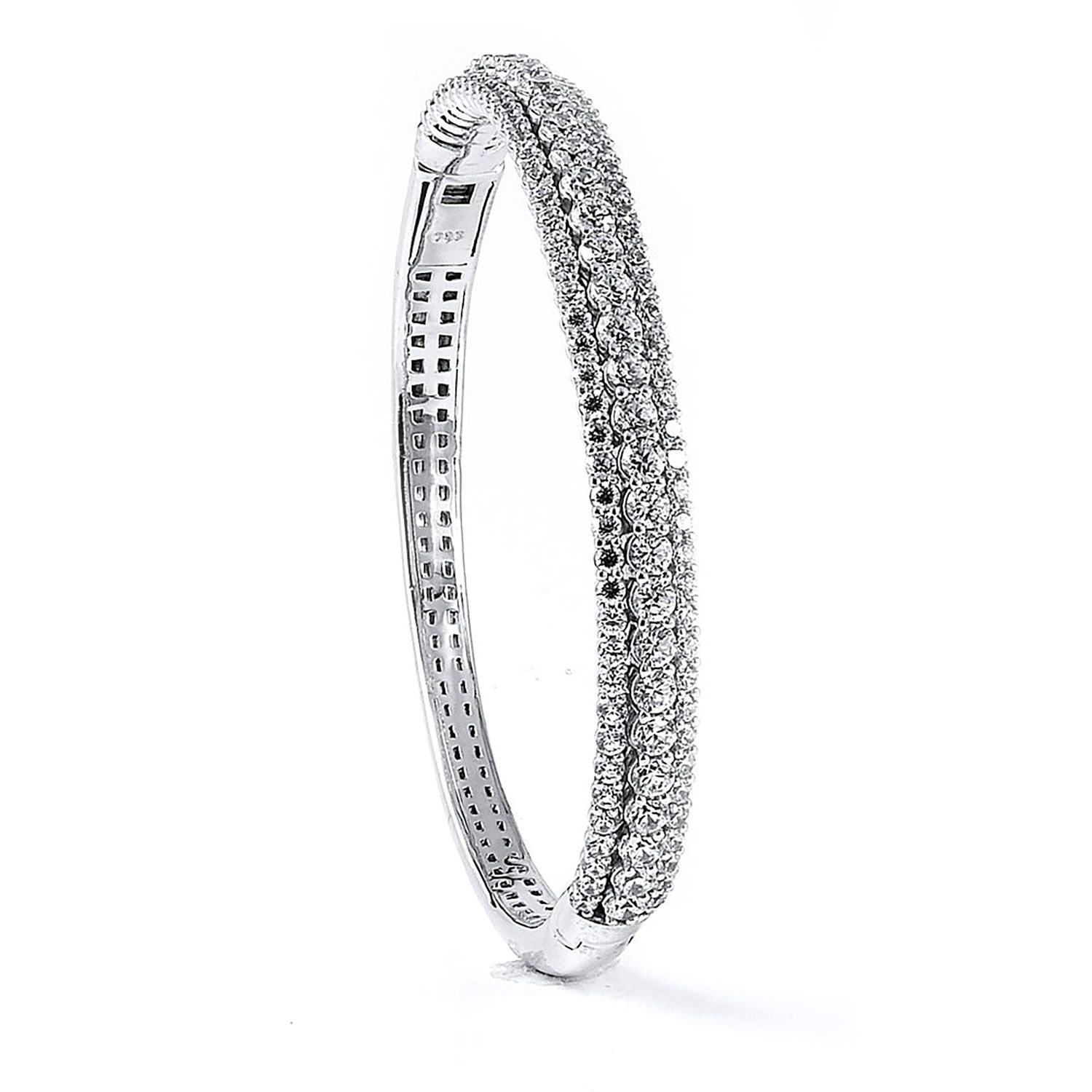 Dazzlers Sterling Silver Rhodium Plated and CZ Diamond Bangle, MPN: DCB-318