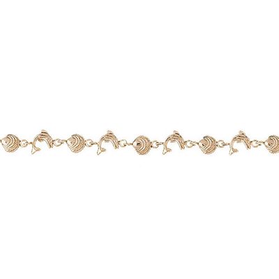 Dazzlers 14k Yellow Gold Shell and Dolphin Bracelet, MPN: DZ-12064