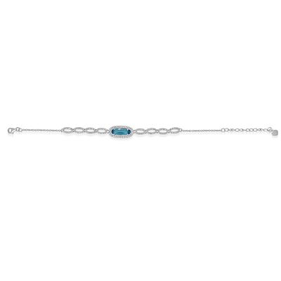 Dazzlers Sterling Silver Rhodium Plated with Simulated Blue Topaz and CZ Diamond Bracelet, MPN: DCB…