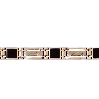 Dazzlers 14k Yellow Gold Black Onyx Bracelet with A Safety Clasp, MPN: DZ-12706