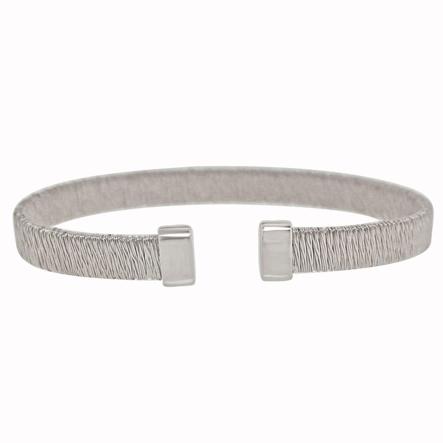 Dazzlers Sterling Silver Rhodium Plated Italian Wire Slip On Bangle, MPN: DEB-127