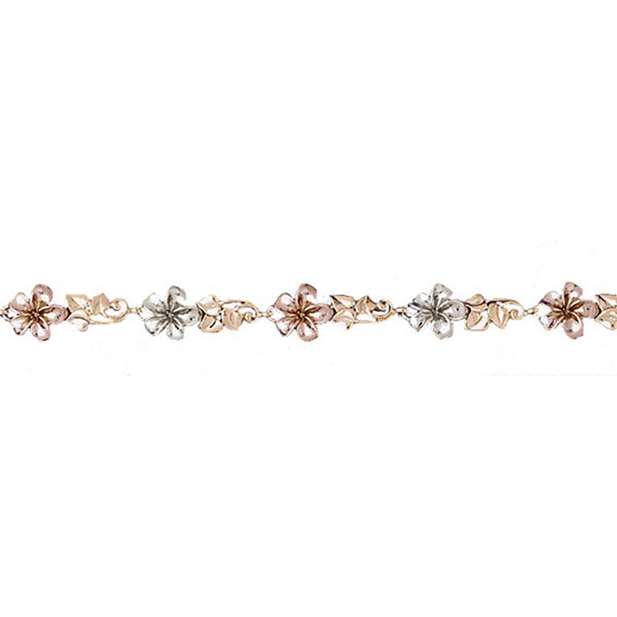 Dazzlers 14k Gold Tri-Color Plumeria Bracelet, MPN: DZ-12079