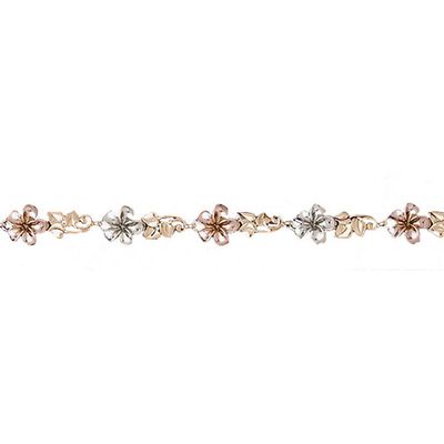 Dazzlers 14k Gold Tri-Color Plumeria Bracelet, MPN: DZ-12079