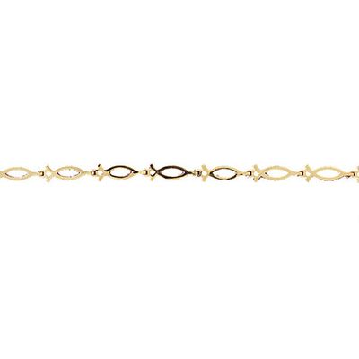 Dazzlers 14k Yellow Gold Jesus Fish Bracelet, MPN: DZ-11994