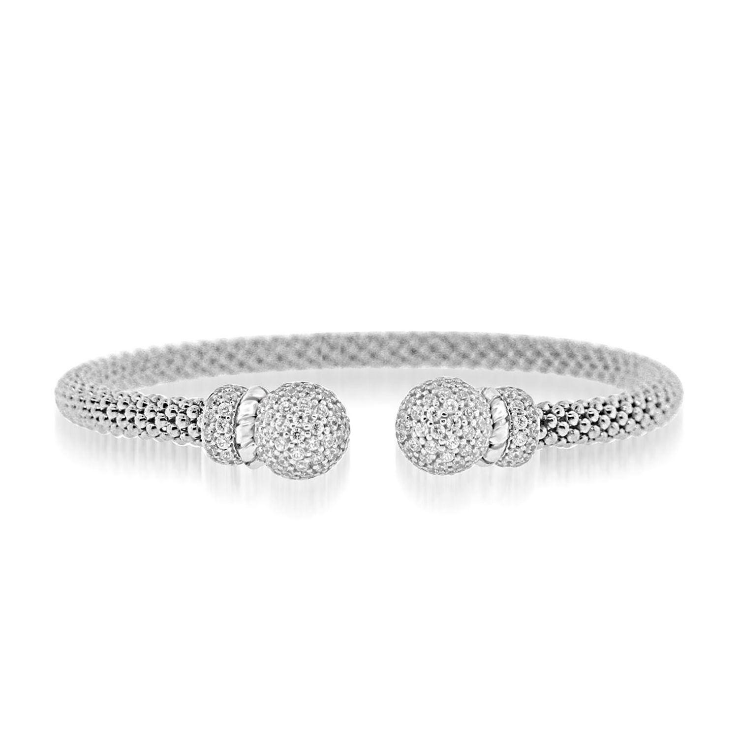 Dazzlers Sterling Silver Rhodium Plated and CZ Diamond Mesh Bangle, MPN: DRB-550
