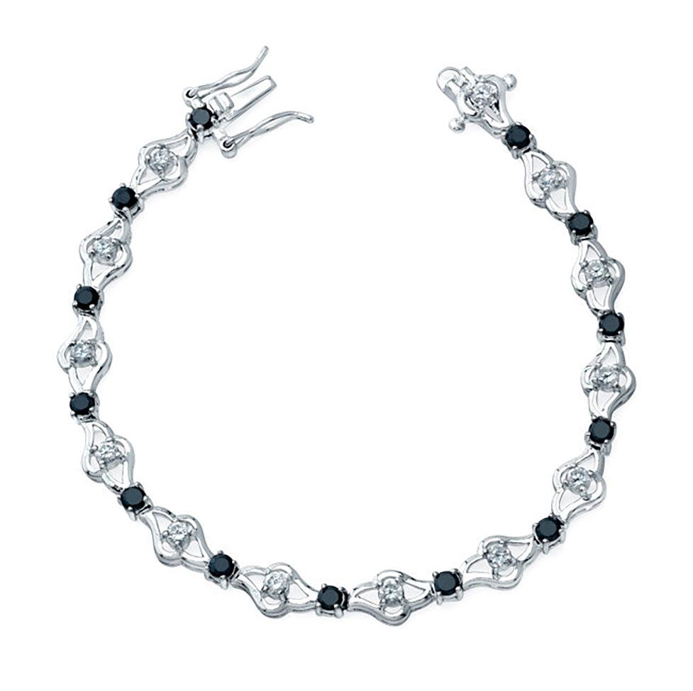 Dazzlers Sterling Silver Rhodium Plated Black Bracelet, MPN: DBB6045