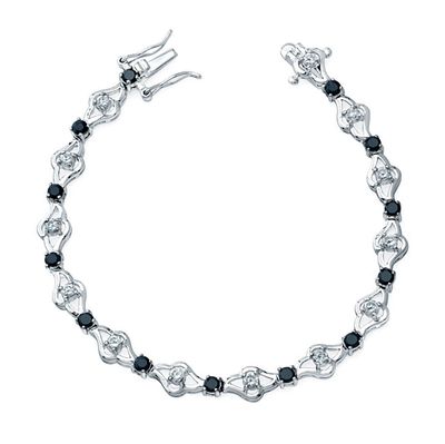 Dazzlers Sterling Silver Rhodium Plated Black Bracelet, MPN: DBB6045