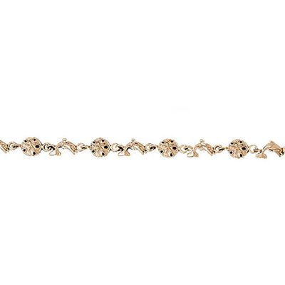 Dazzlers 14k Yellow Gold Sand Dollar and Dolphin Bracelet, MPN: DZ-12062