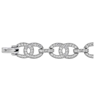 Dazzlers Sterling Silver Rhodium Plated and CZ Diamond Link Bracelet, MPN: DGB-1005