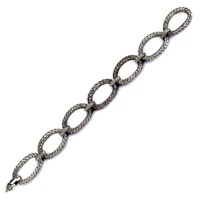 Dazzlers Sterling Silver Black Rhodium Plated Link Bracelet with Safety Clasp, MPN: DCB-200B