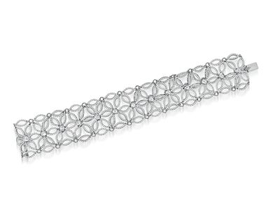 Dazzlers Sterling Silver Rhodium Plated and CZ Diamond Flower Bracelet, MPN: DCB-580
