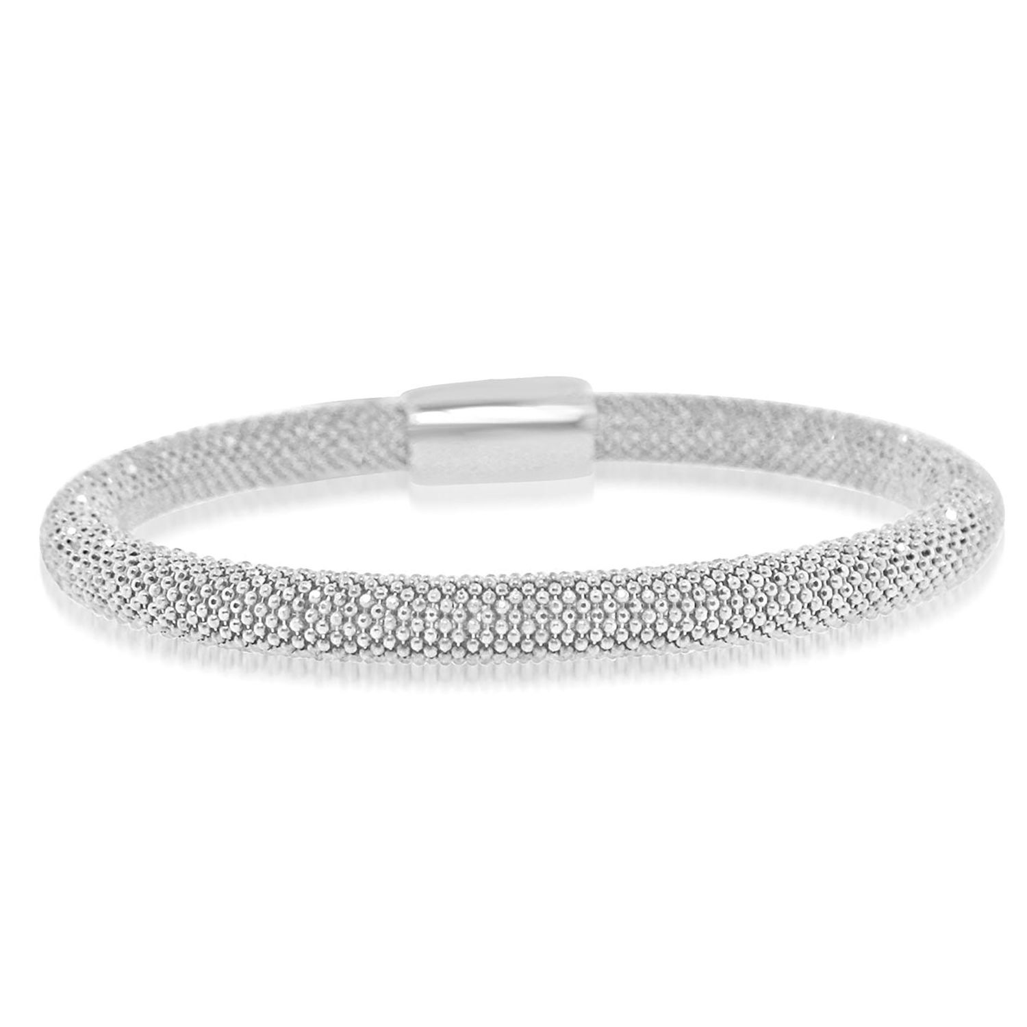 Dazzlers Sterling Silver Rhodium Plated Italian Beaded Bangle, MPN: DRB-543