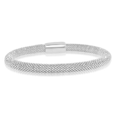 Dazzlers Sterling Silver Rhodium Plated Italian Beaded Bangle, MPN: DRB-543