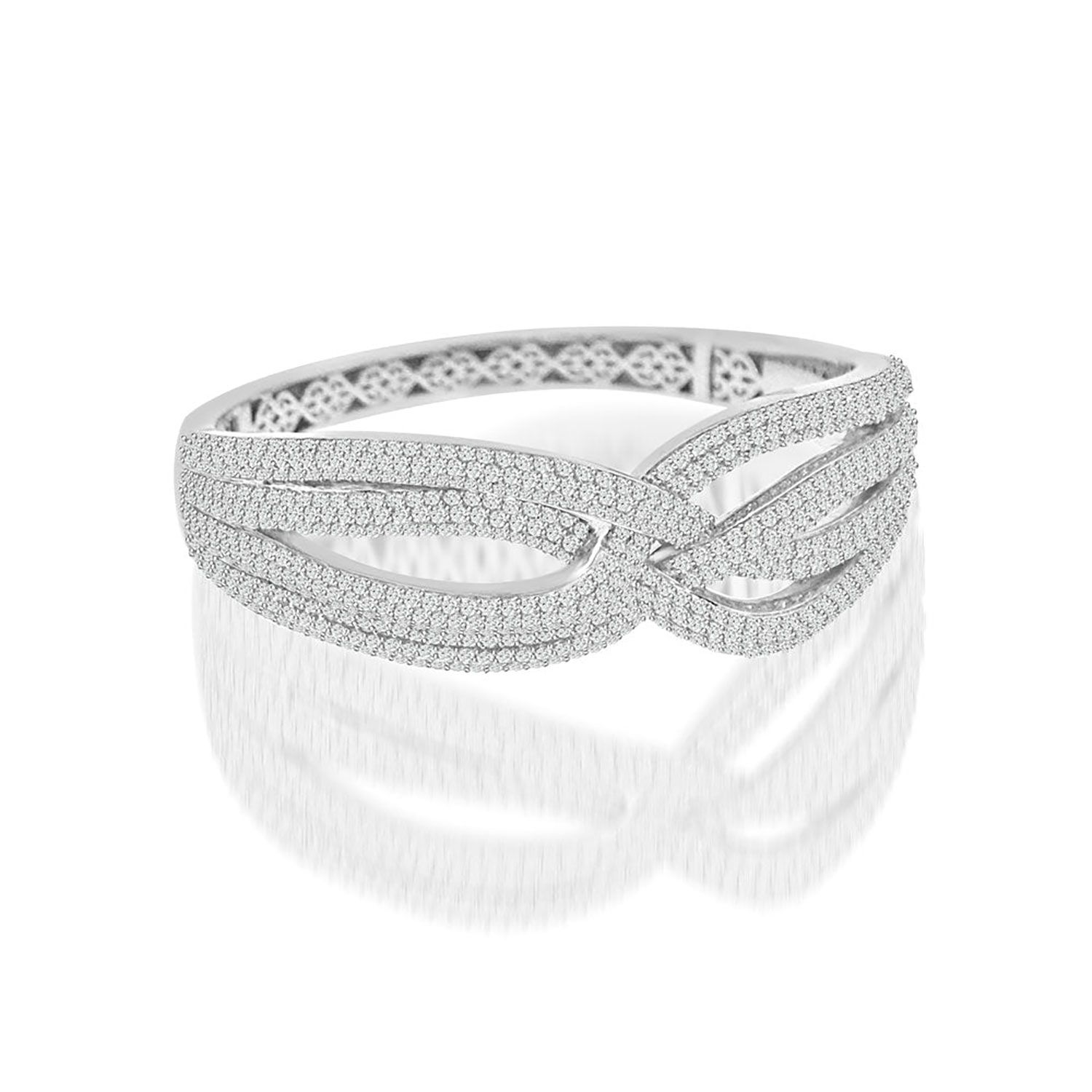 Dazzlers Sterling Silver Rhodium Plated and CZ Diamond Bangle, MPN: DCB-529