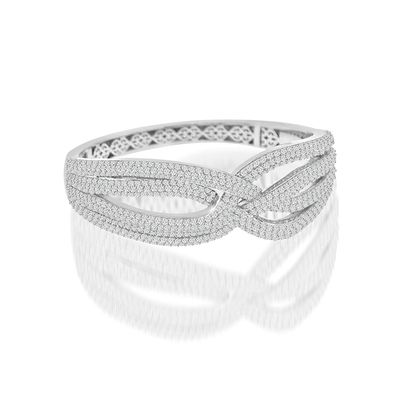 Dazzlers Sterling Silver Rhodium Plated and CZ Diamond Bangle, MPN: DCB-529
