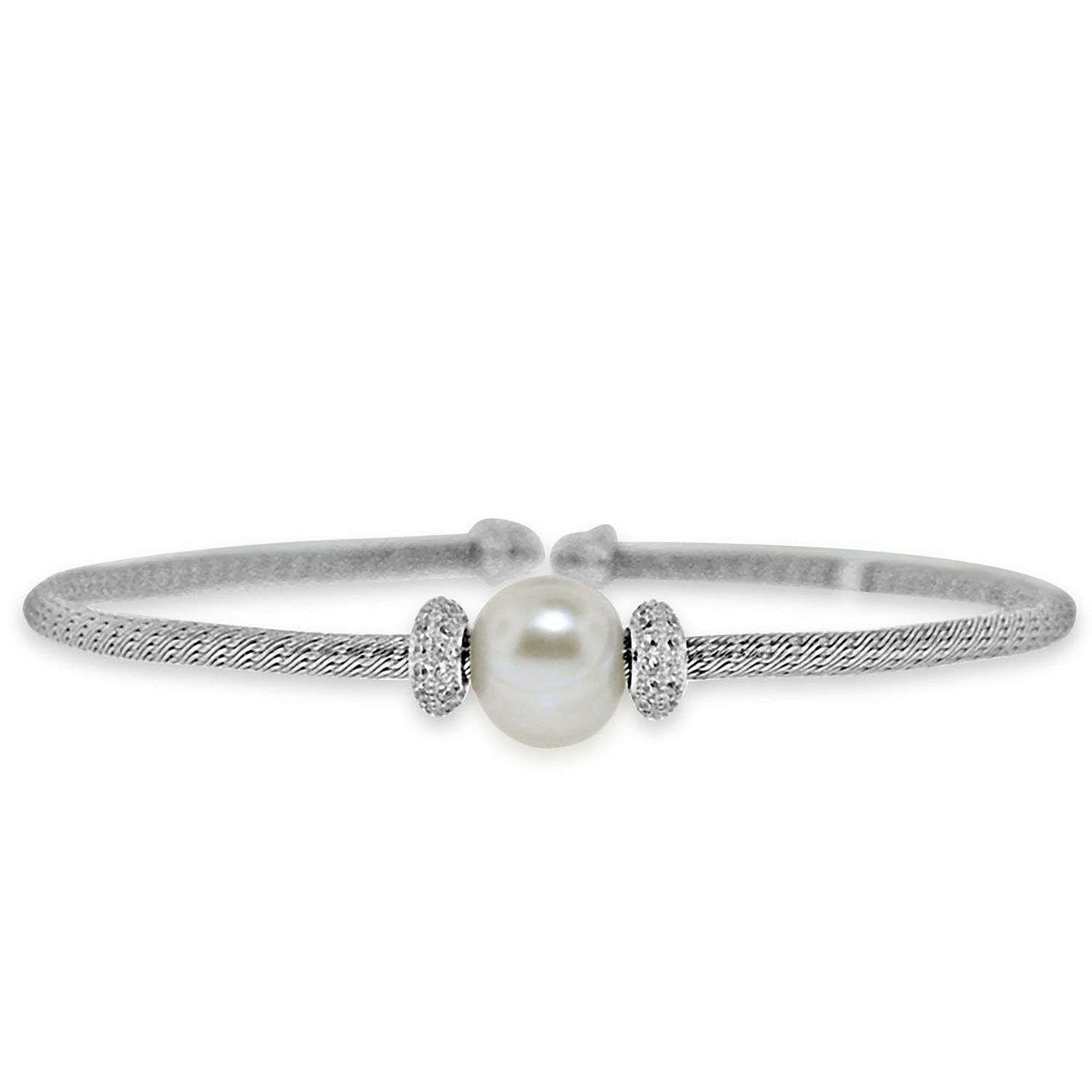 Dazzlers Sterling Silver Rhodium Plated with Simulated Pearl and CZ Diamond, MPN: DEB-115
