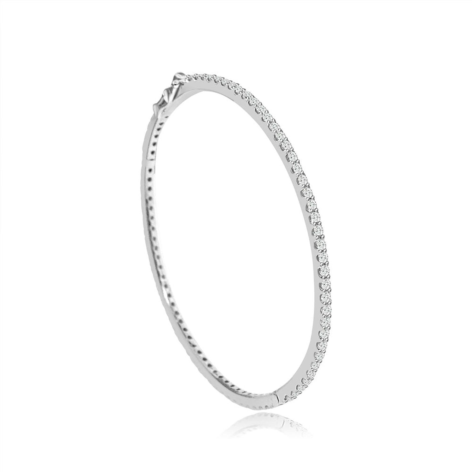Dazzlers Sterling Silver Rhodium Plated and Micro-Pave CZ Diamond Bangle, MPN: DCB-535