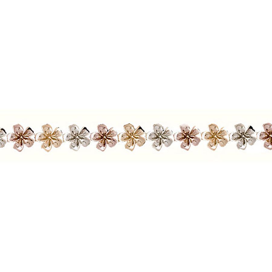 Dazzlers 14k Gold Tri-Color Plumeria Bracelet, MPN: DZ-12083