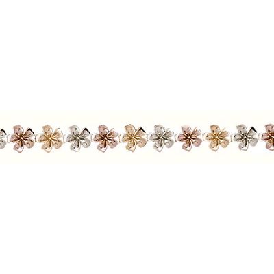Dazzlers 14k Gold Tri-Color Plumeria Bracelet, MPN: DZ-12083