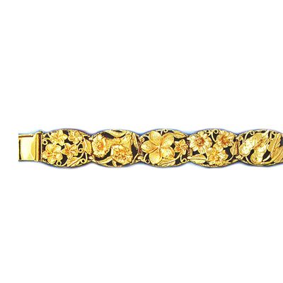 Dazzlers 14k Yellow Gold Plumeria and Sandal Bracelet with Safety Clasp, MPN: DZ-11701