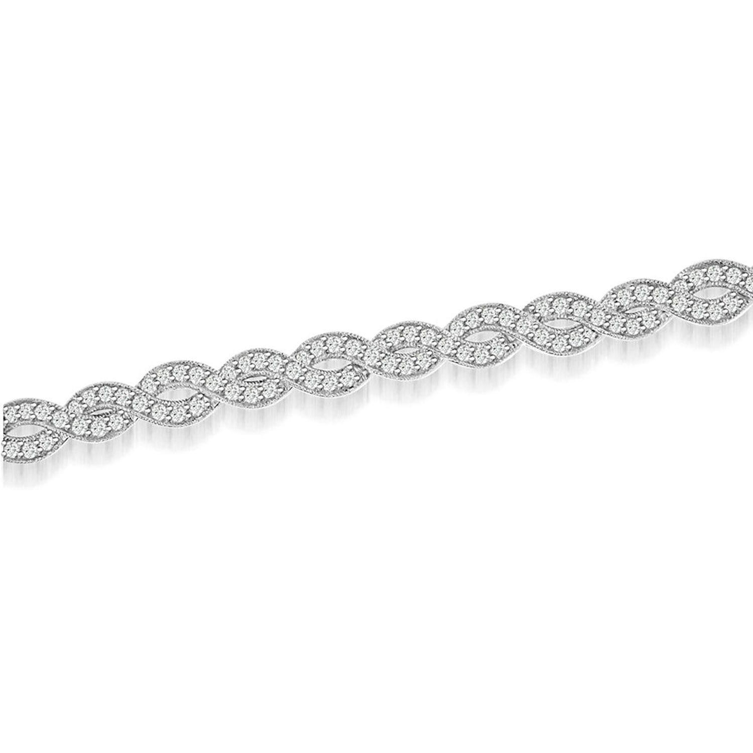 Dazzlers Sterling Silver Rhodium Plated and CZ Diamond Twisted Bracelet, MPN: DCB-530