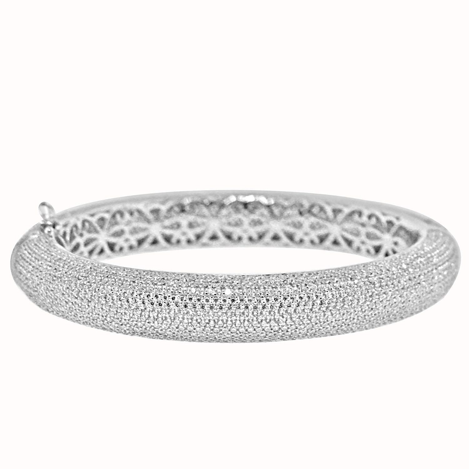Dazzlers Sterling Silver Rhodium Plated with Micro-Pave CZ Diamond Bangle, MPN: DRB-562