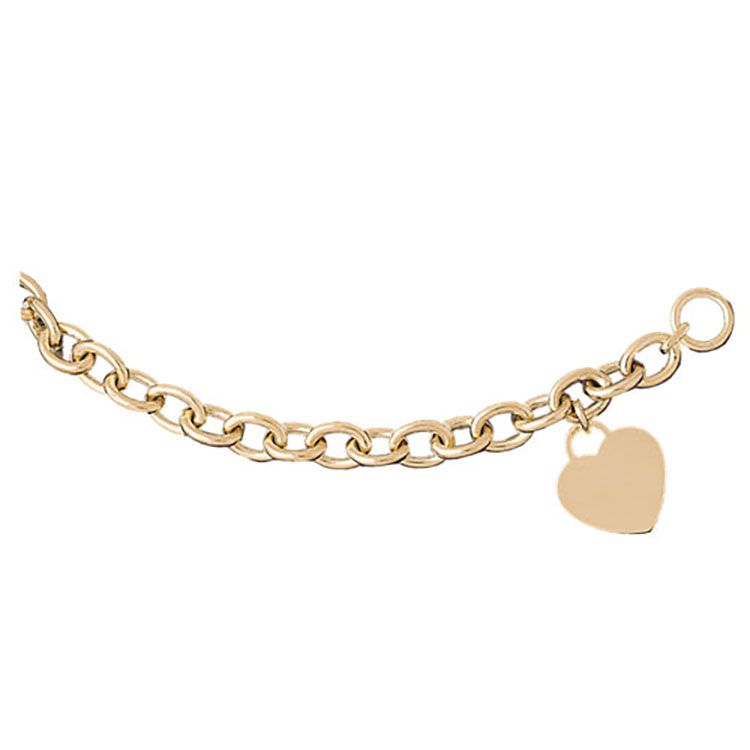 Dazzlers 14k Yellow Gold Rollo Bracelet with A Heart Charm, MPN: DZ-12867