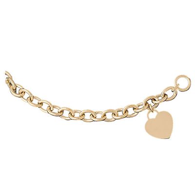 Dazzlers 14k Yellow Gold Rollo Bracelet with A Heart Charm, MPN: DZ-12867